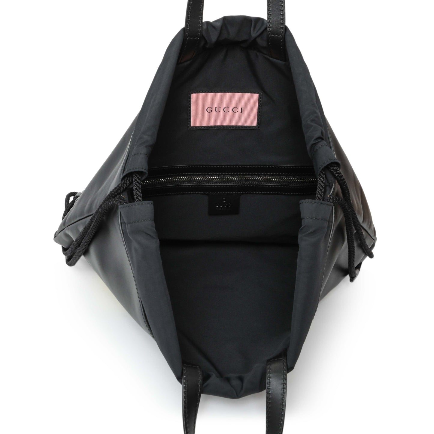 Exclusive Gucci Black Calfskin GucciGhost Drawstring Backpack — Top View