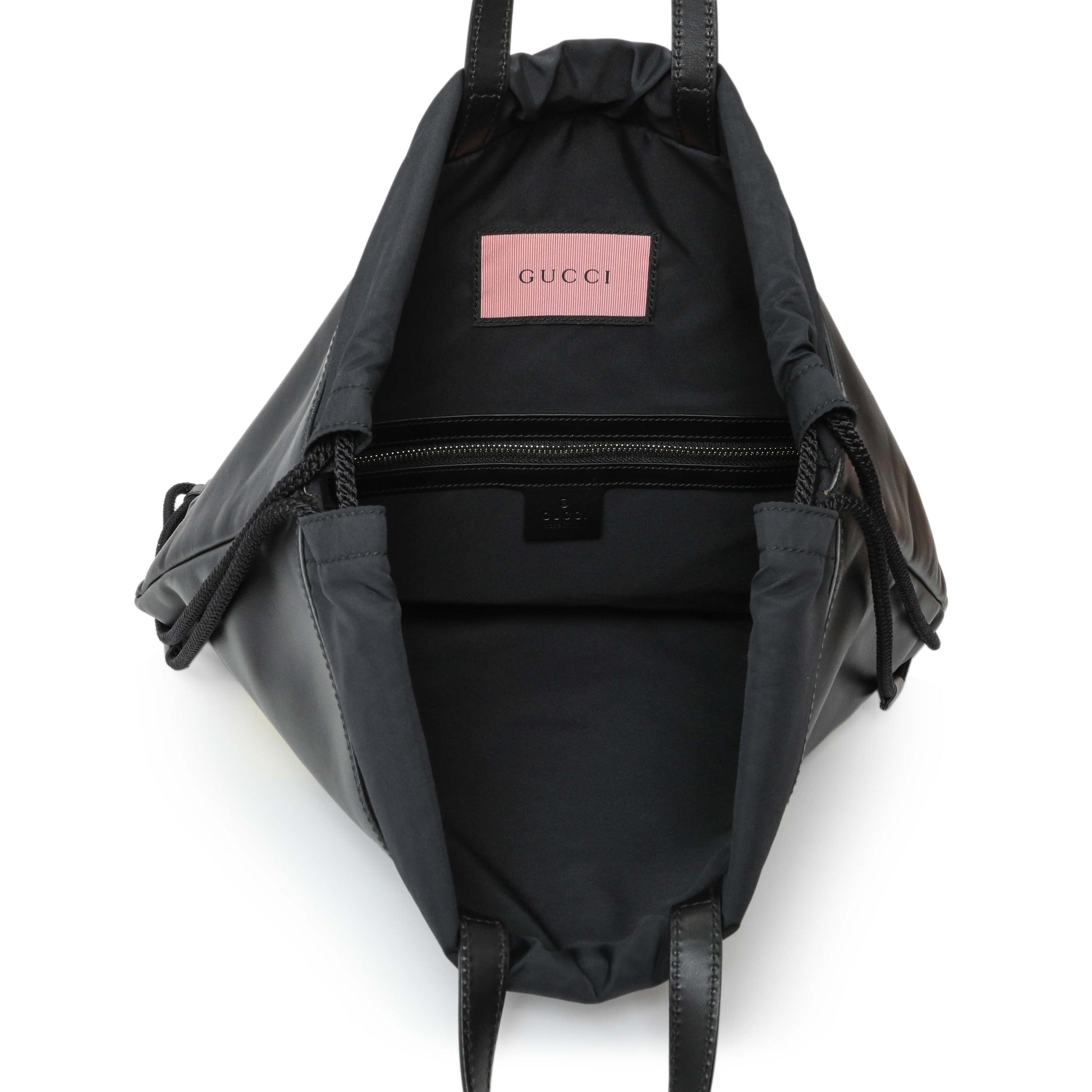 Exclusive Gucci Black Calfskin GucciGhost Drawstring Backpack — Top View