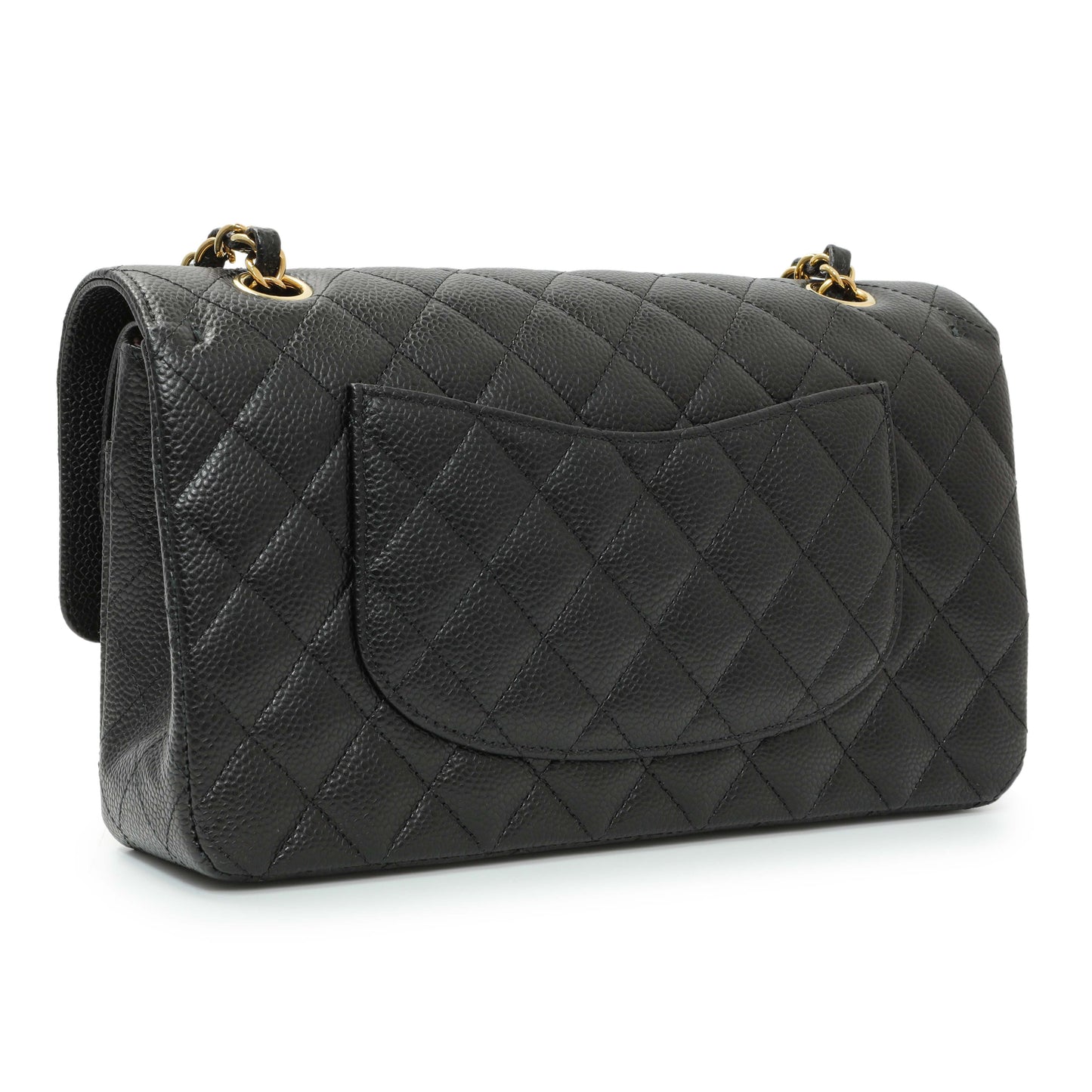 Exclusive Chanel Black Quilted Caviar Medium Classic Double Flap — Side View