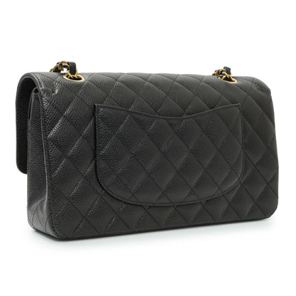 Exclusive Chanel Black Quilted Caviar Medium Classic Double Flap — Side View