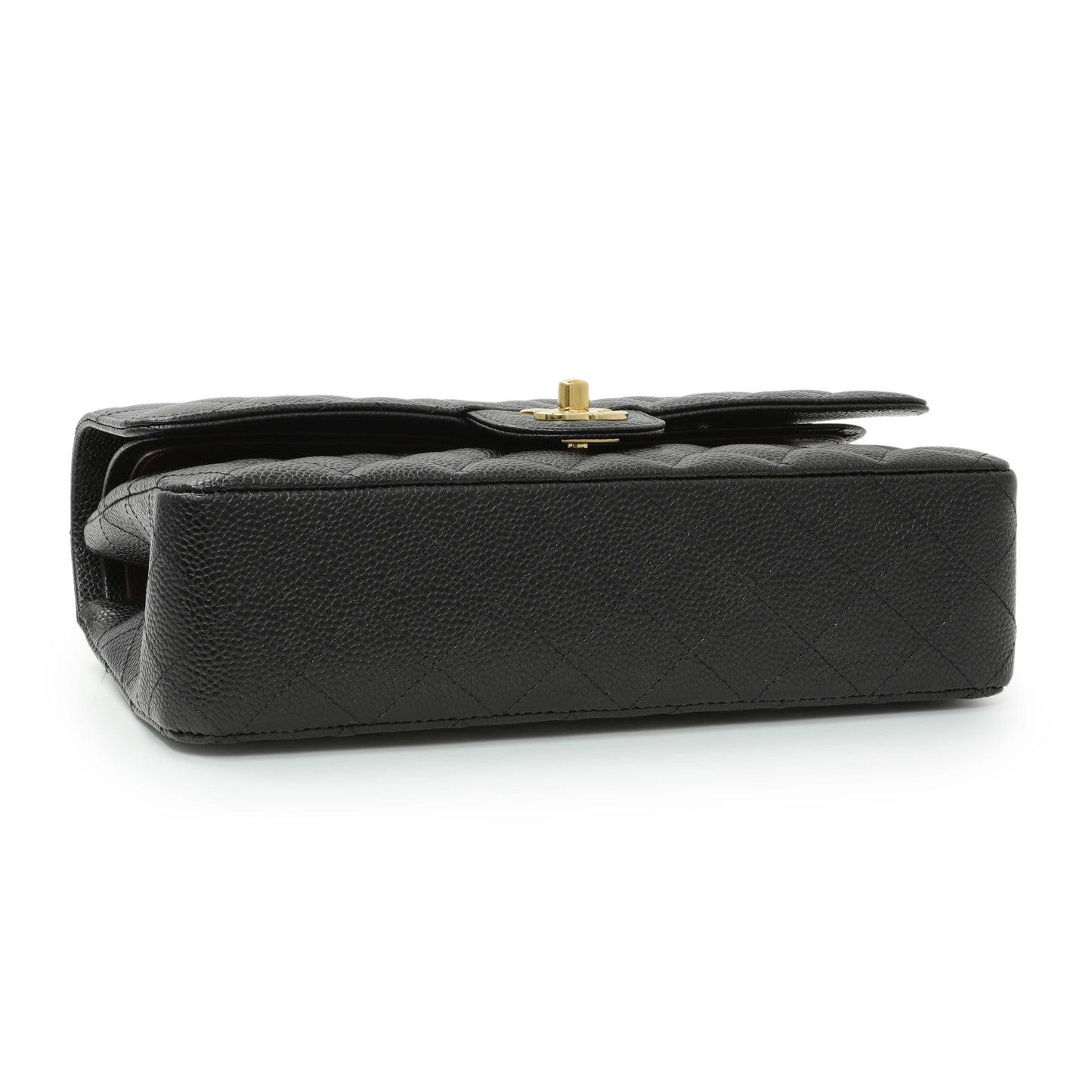 Exclusive Chanel Black Quilted Caviar Medium Classic Double Flap — Back View