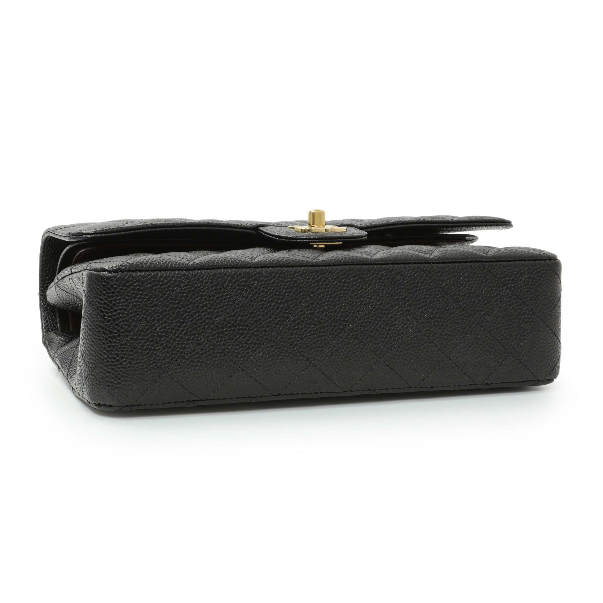 Exclusive Chanel Black Quilted Caviar Medium Classic Double Flap — Back View