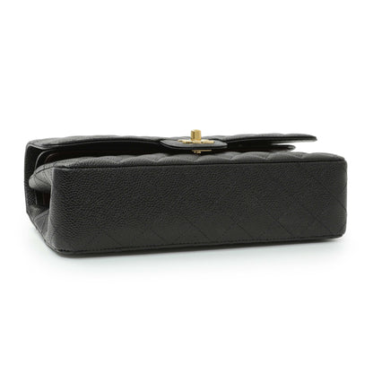 Exclusive Chanel Black Quilted Caviar Medium Classic Double Flap — Back View