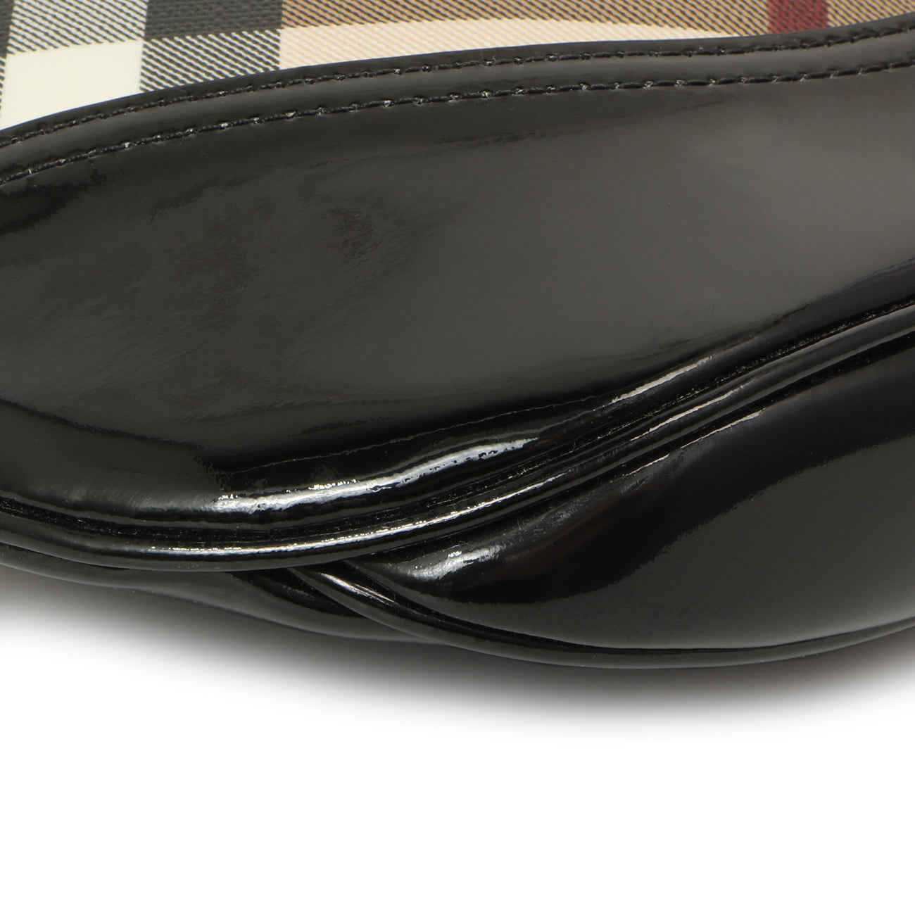 Exclusive Burberry Black Patent Nova Check Brook Hobo — Top View