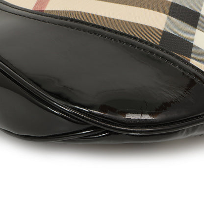 Exclusive Burberry Black Patent Nova Check Brook Hobo — Detail View