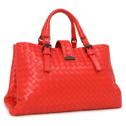 Exclusive Bottega Veneta Red Intrecciato Small Roma  Bag — Side View