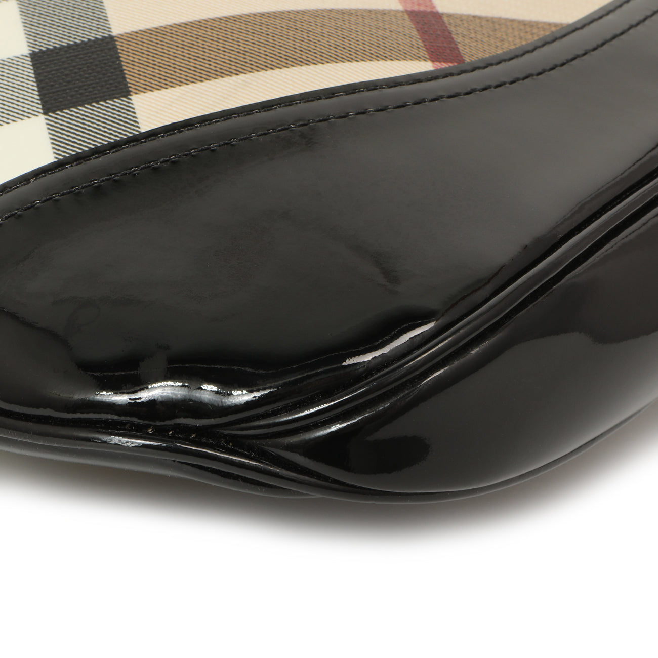 Exclusive Burberry Black Patent Nova Check Brook Hobo — Lifestyle View