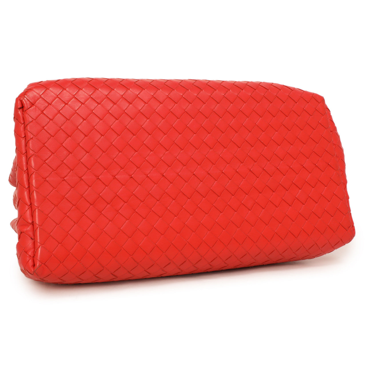 Exclusive Bottega Veneta Red Intrecciato Small Roma  Bag — Back View