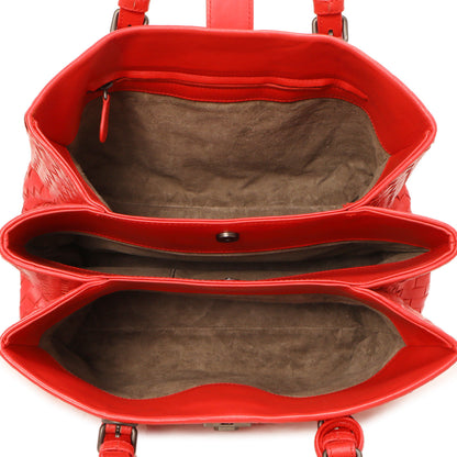 Exclusive Bottega Veneta Red Intrecciato Small Roma  Bag — Top View