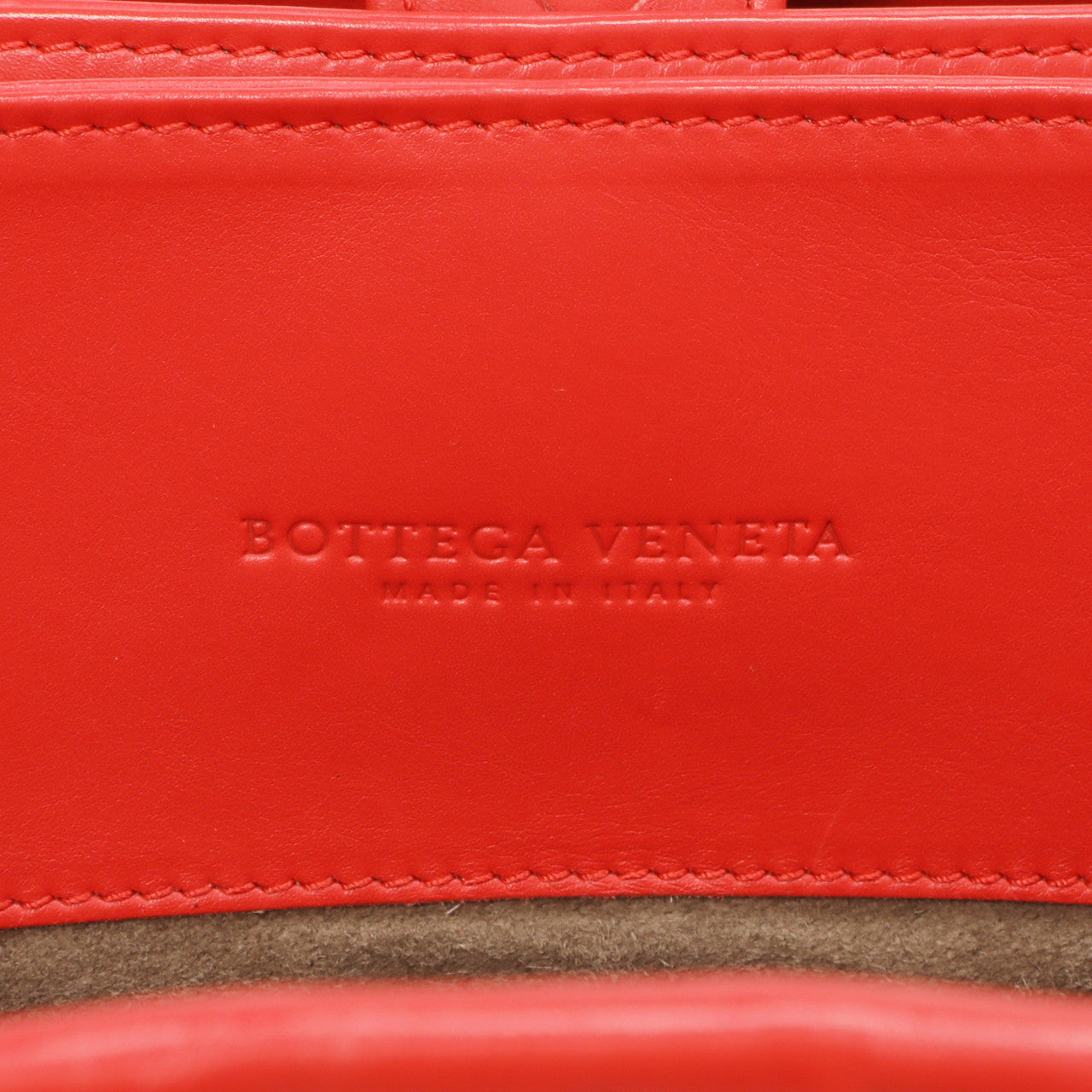 Exclusive Bottega Veneta Red Intrecciato Small Roma  Bag — Detail View