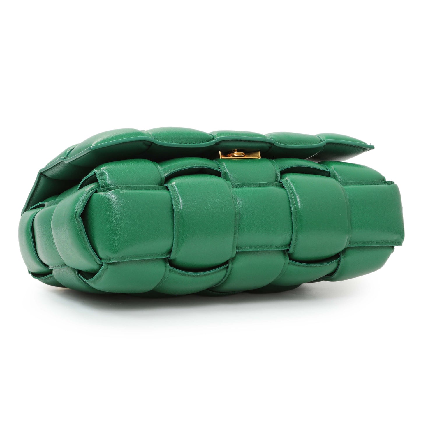 Exclusive Bottega Veneta Green Lambskin Maxi Intreccio Padded Chain Cassette Crossbody Bag — Back View