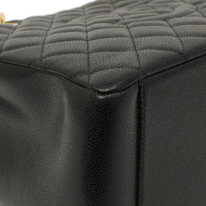 Exclusive Chanel Black Quilted Caviar Grand Shopping Tote GST — Detail View