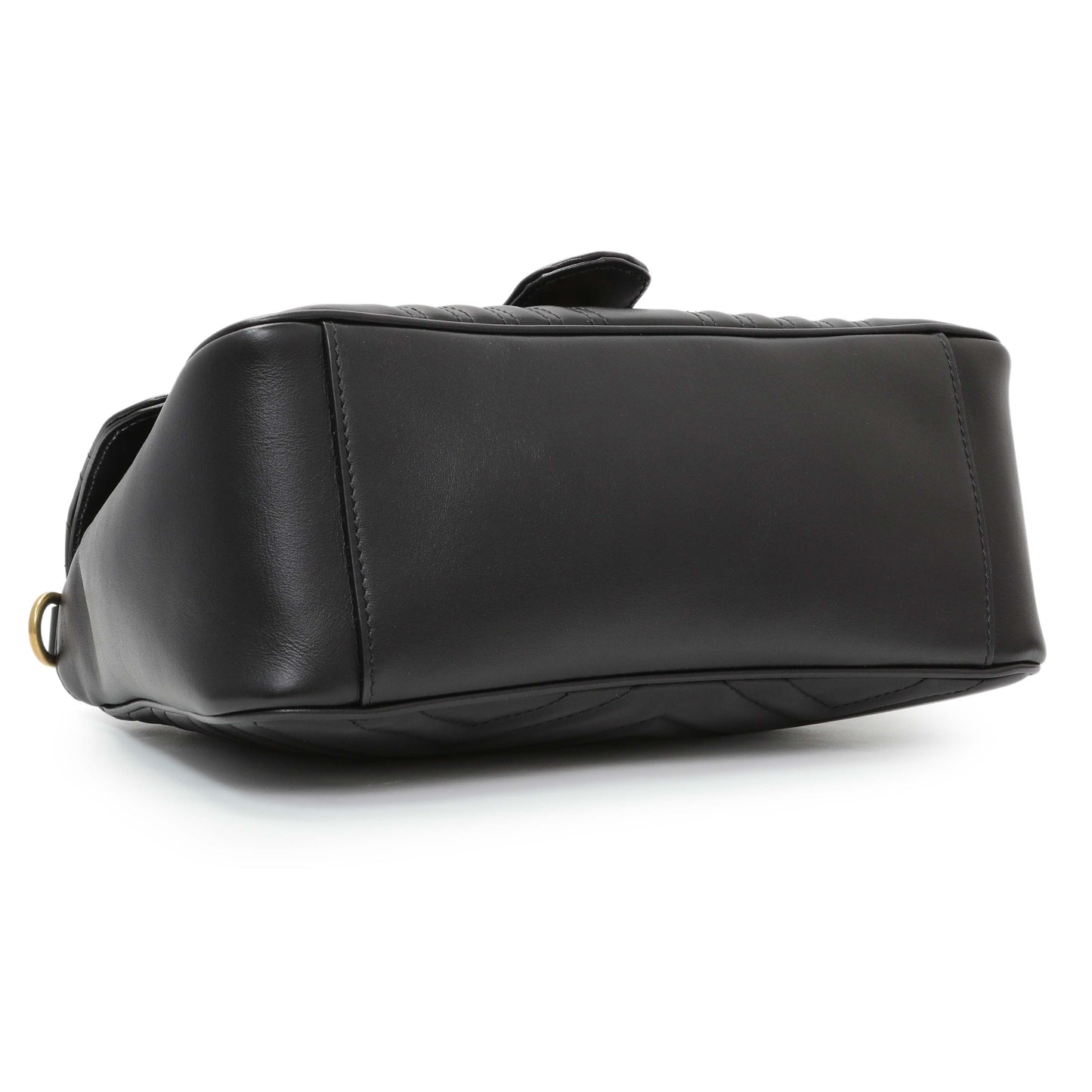 Exclusive Gucci Black Calfskin Matelasse Small GG Marmont Top Handle Shoulder Bag — Back View