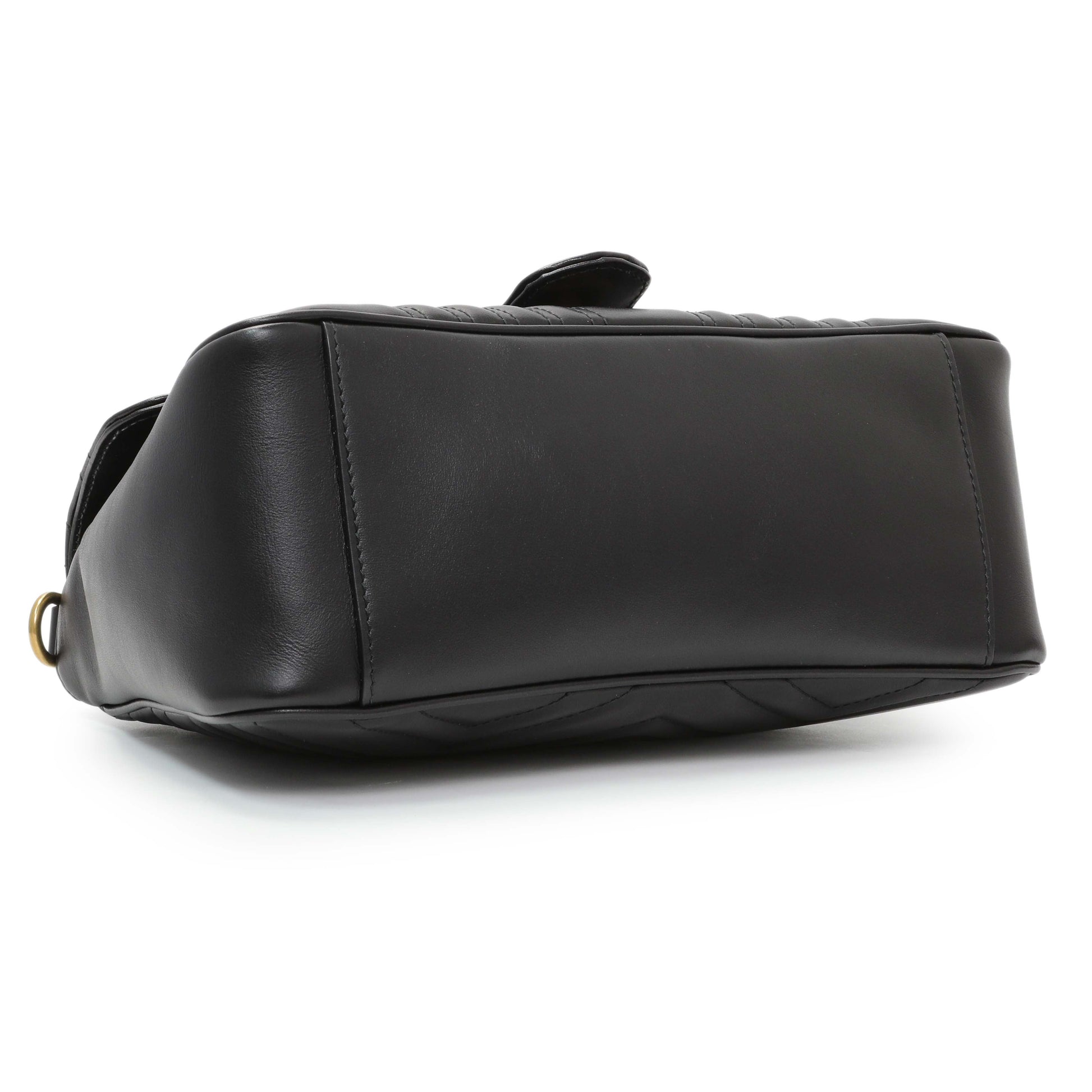 Exclusive Gucci Black Calfskin Matelasse Small GG Marmont Top Handle Shoulder Bag — Back View