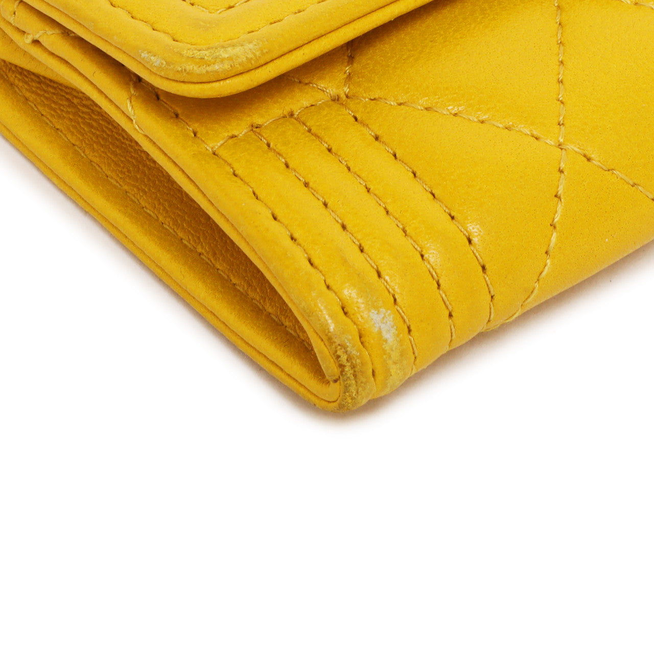 Exclusive Chanel Yellow Quilted Lambskin Boy Flap Card Holder — Top View