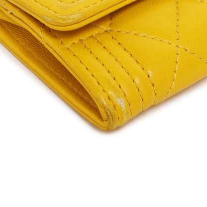 Exclusive Chanel Yellow Quilted Lambskin Boy Flap Card Holder — Top View