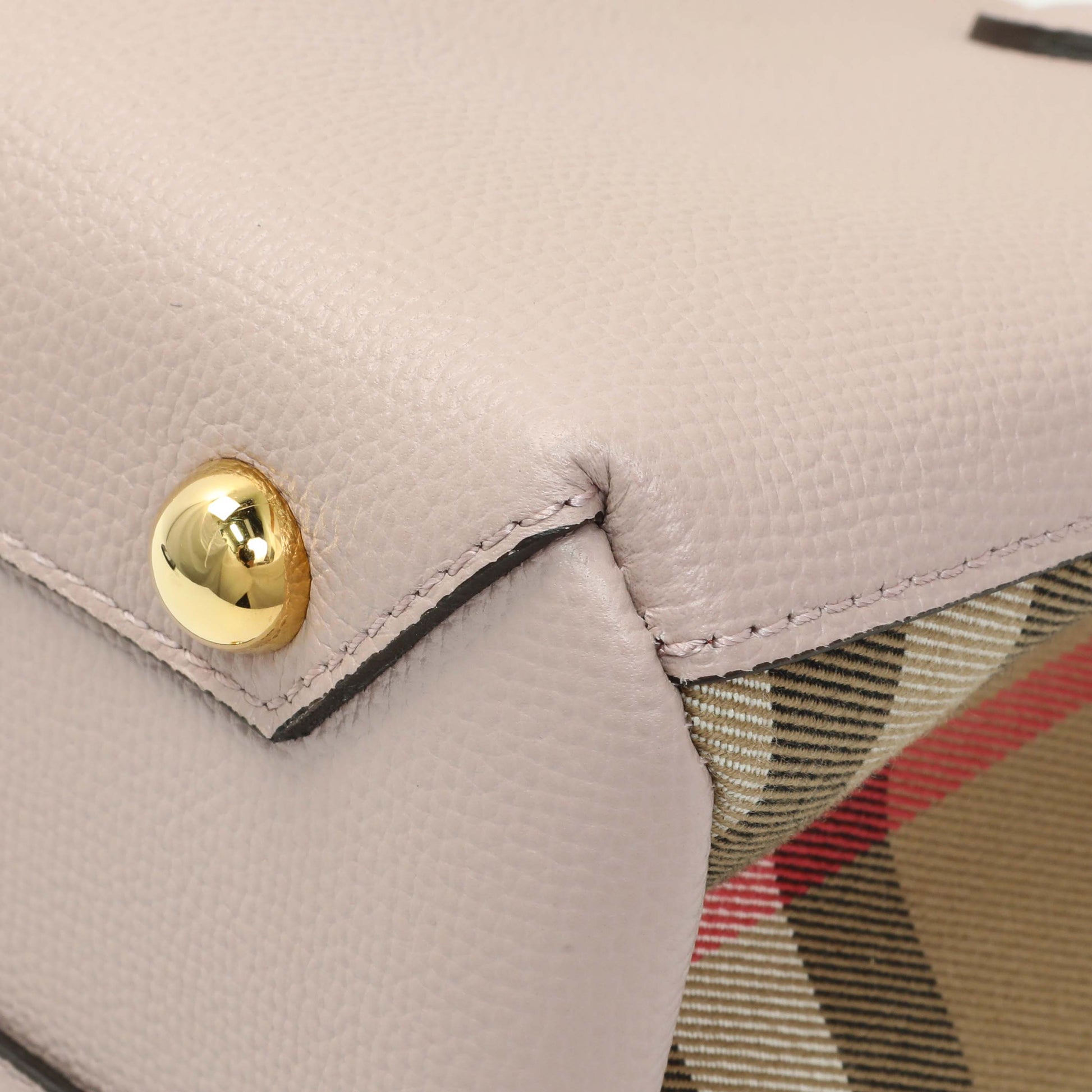 Exclusive Burberry Derby Calfskin House Check Small Banner Tote — Detail View