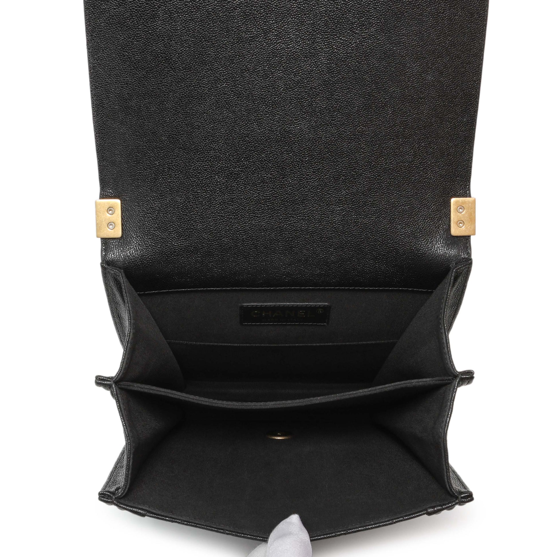Exclusive Chanel Black Quilted Caviar North South Boy Flap — Alternate View 9