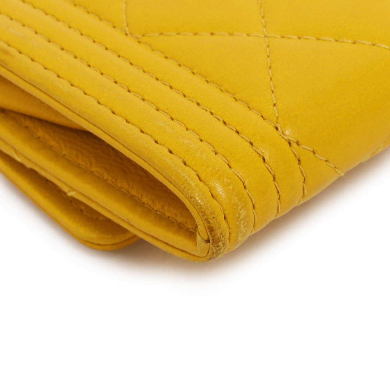 Exclusive Chanel Yellow Quilted Lambskin Boy Flap Card Holder — Lifestyle View