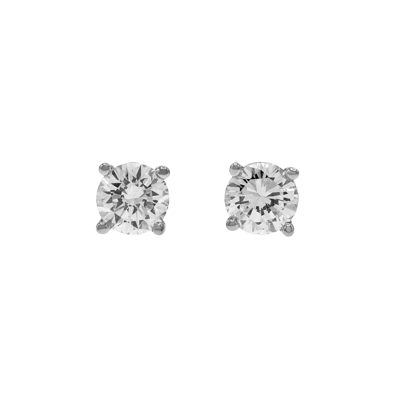 Exclusive 14K White Gold 0.58 Carat Diamond Stud Earrings — Front View