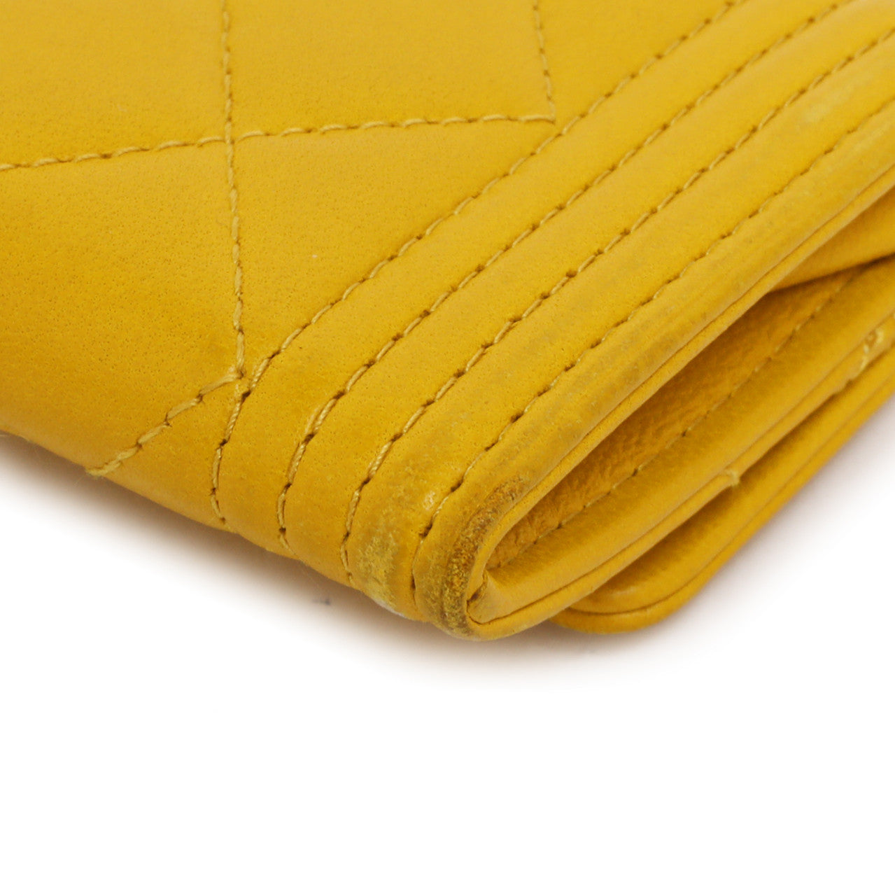 Exclusive Chanel Yellow Quilted Lambskin Boy Flap Card Holder — Alternate View 7