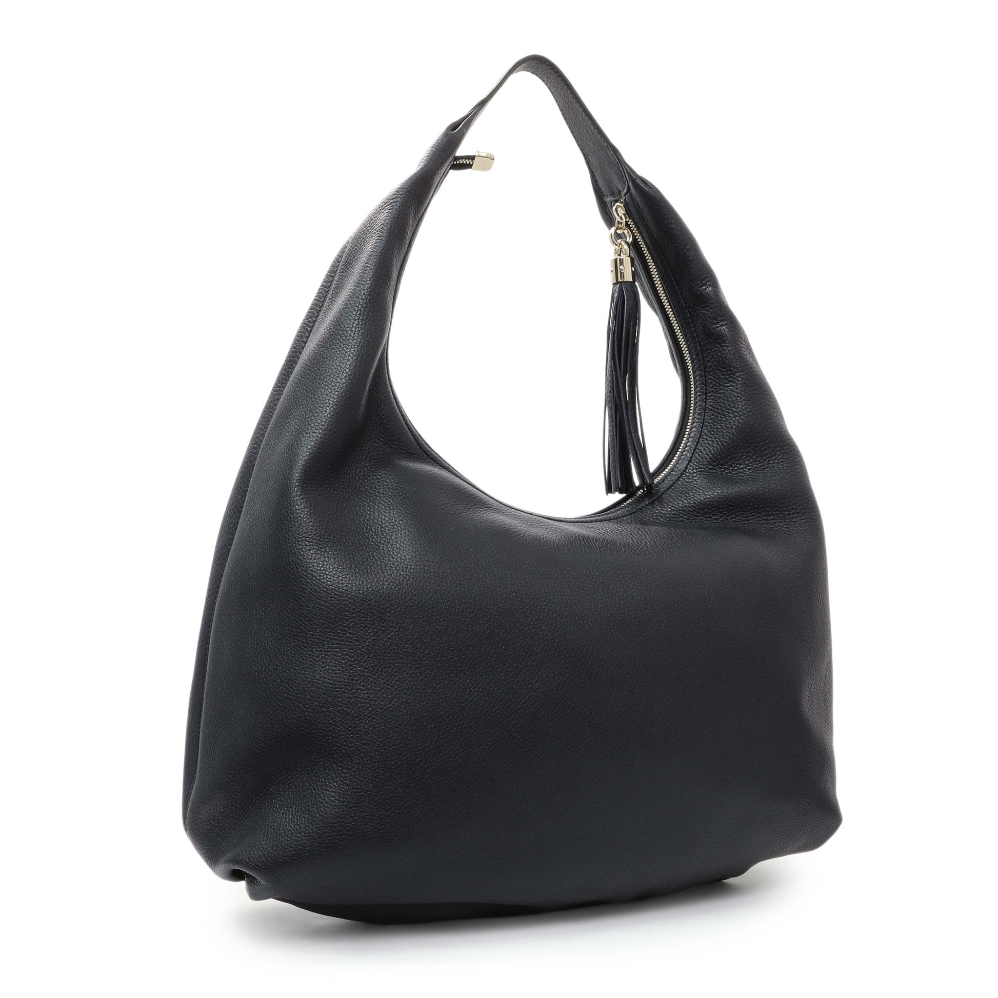 Exclusive Gucci Navy Blue Pebbled Calfskin Soho Hobo — Side View