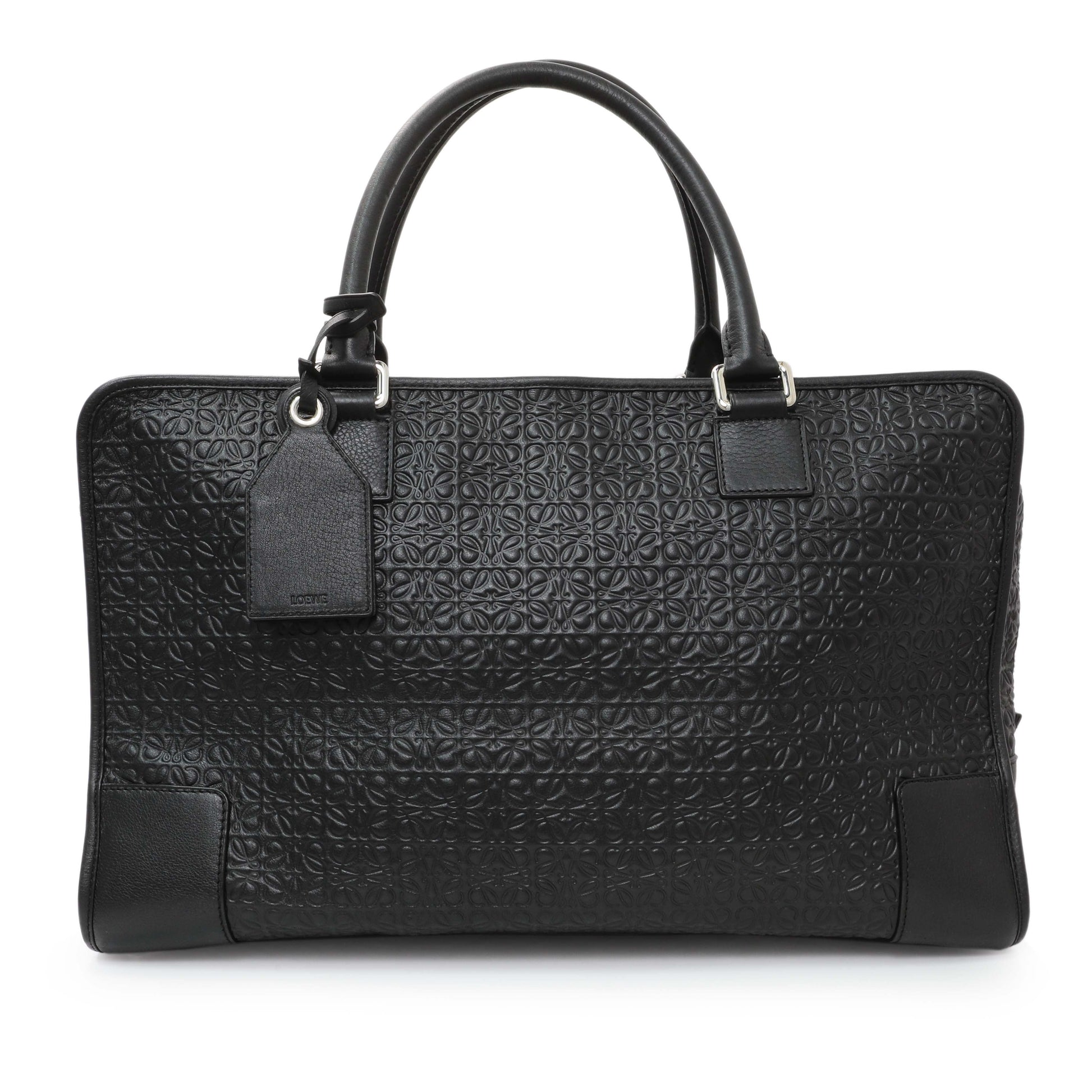 Exclusive Loewe Black Embossed Repeat Calfskin Amazona 44 — Front View