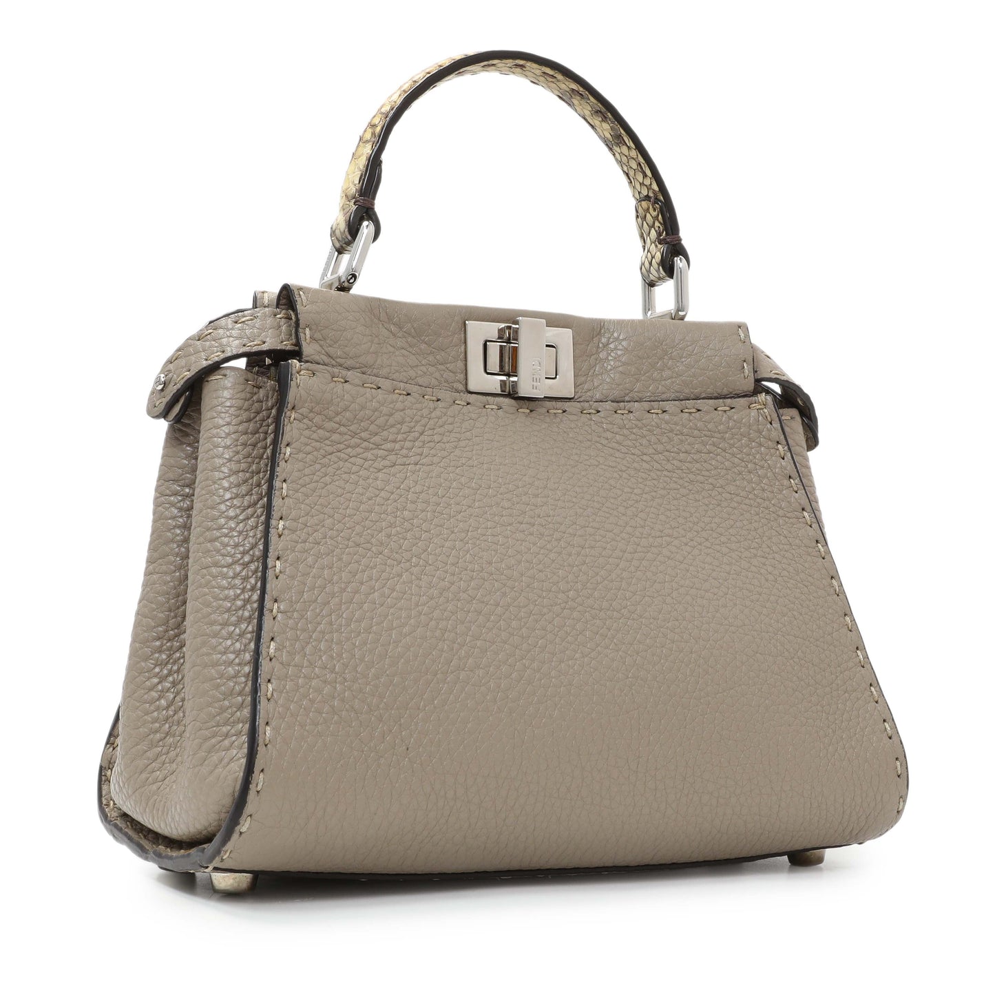Exclusive Fendi Plaster Cuoio Romano Snakeskin Selleria Mini Peekaboo Iconic Satchel — Side View