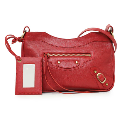 Exclusive Balenciaga Rouge Grained Chevre Leather Holiday Hip Bag — Front View