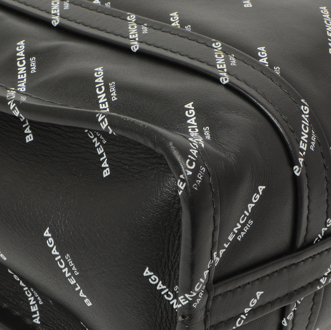 Exclusive Balenciaga Calfskin Allover Logo XS Bazar Shopper Tote — Top View