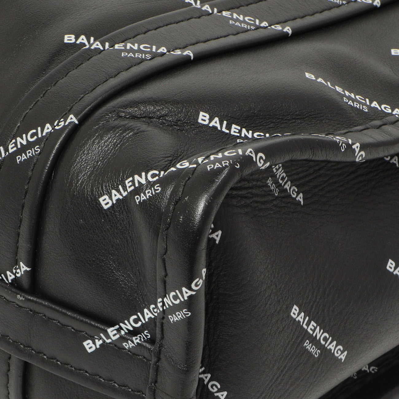 Exclusive Balenciaga Calfskin Allover Logo XS Bazar Shopper Tote — Detail View