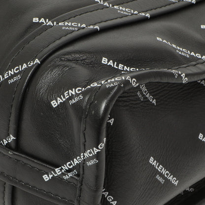 Exclusive Balenciaga Calfskin Allover Logo XS Bazar Shopper Tote — Detail View