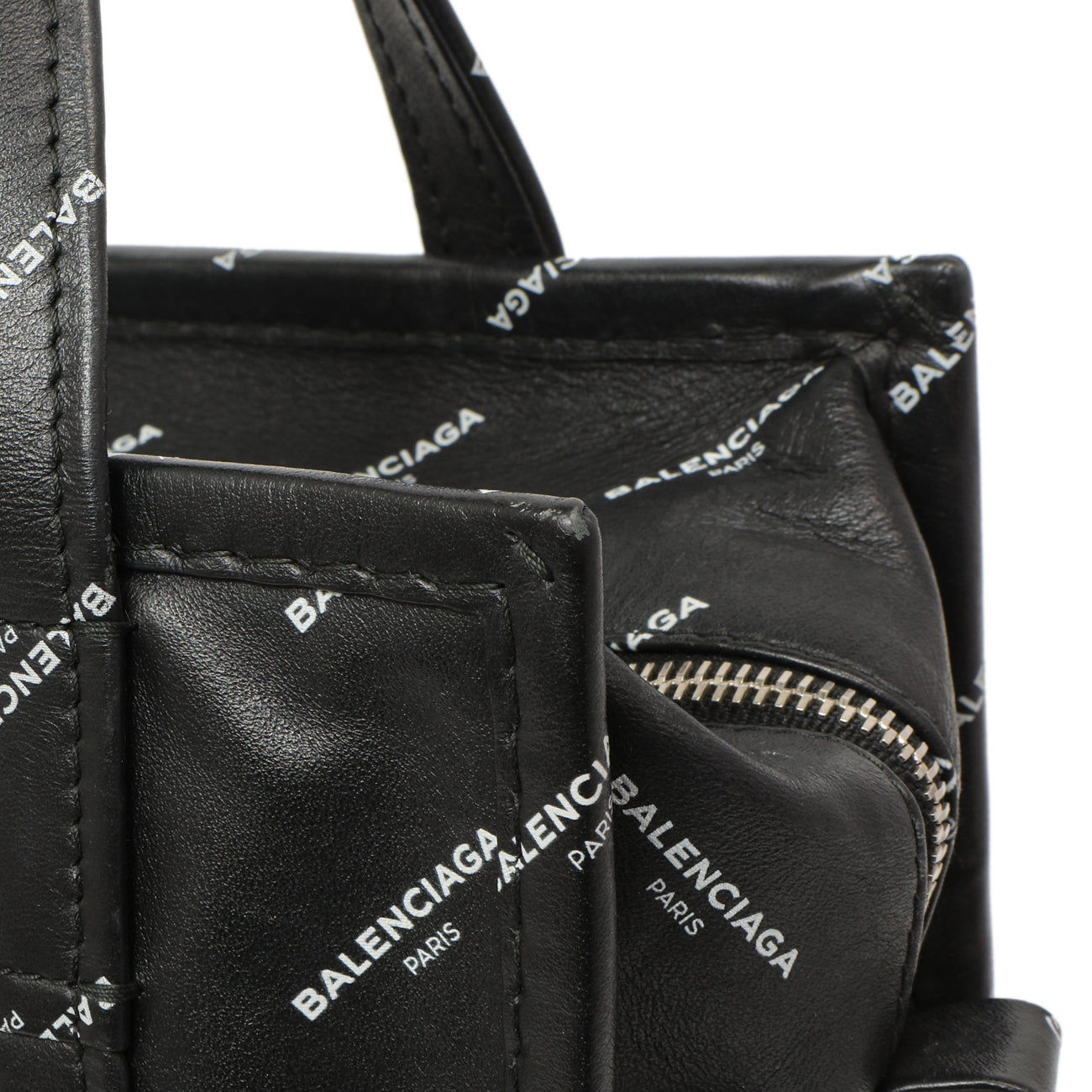 Exclusive Balenciaga Calfskin Allover Logo XS Bazar Shopper Tote — Alternate View 8