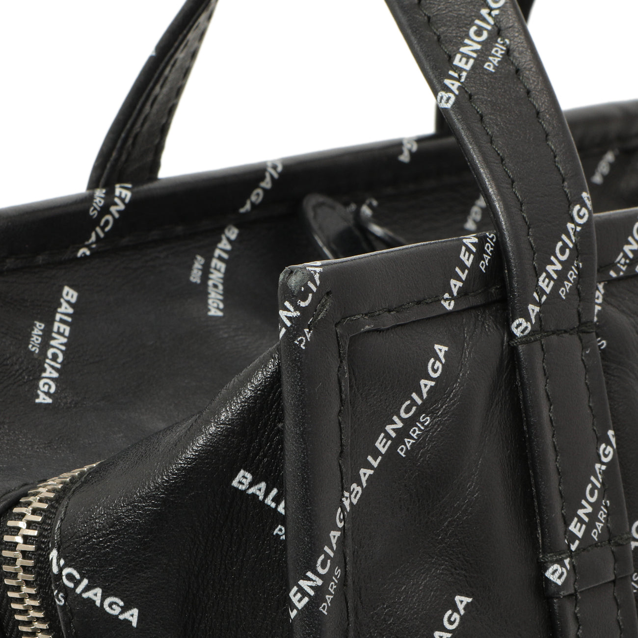Exclusive Balenciaga Calfskin Allover Logo XS Bazar Shopper Tote — Alternate View 9
