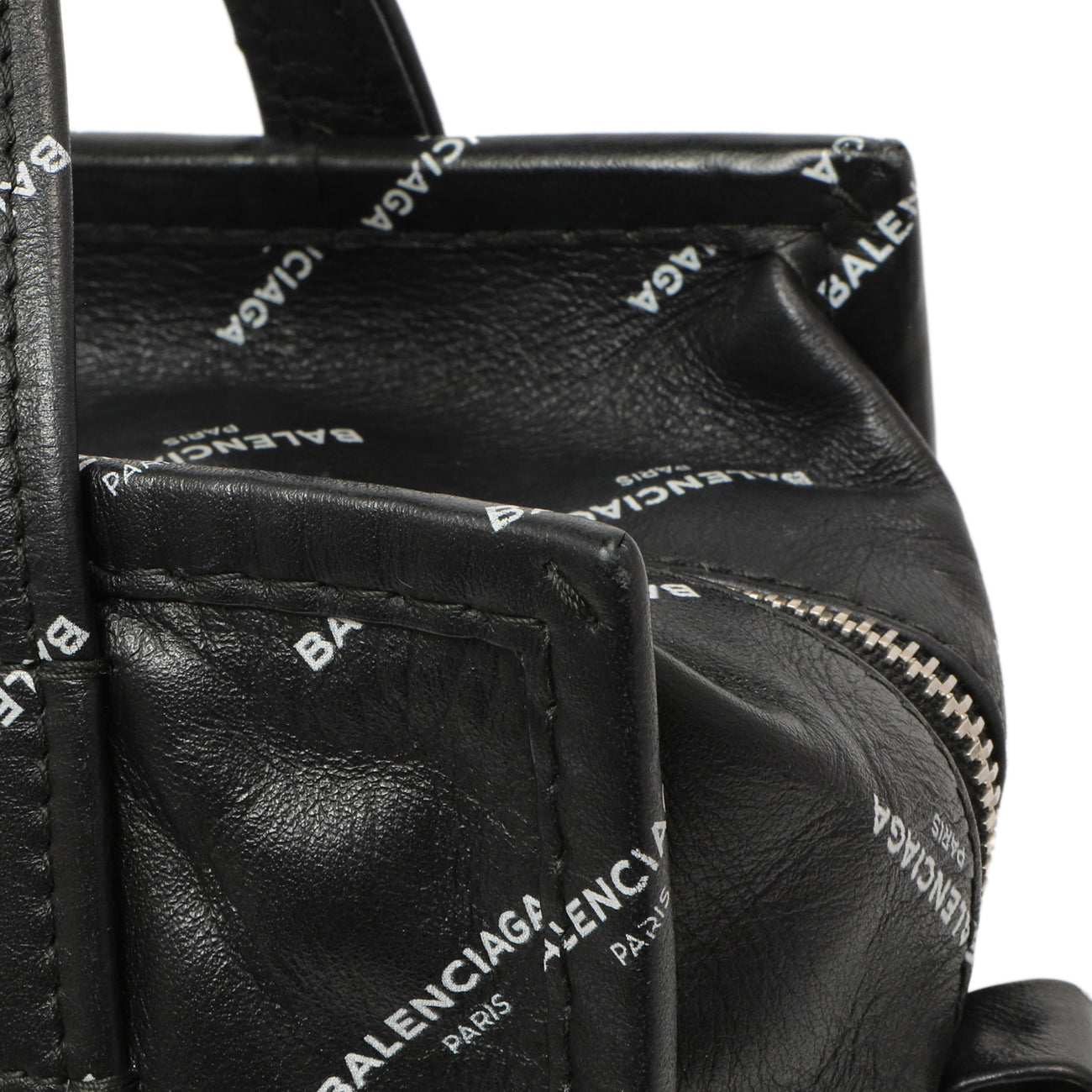 Exclusive Balenciaga Calfskin Allover Logo XS Bazar Shopper Tote — Alternate View 10