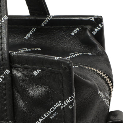 Exclusive Balenciaga Calfskin Allover Logo XS Bazar Shopper Tote — Alternate View 10