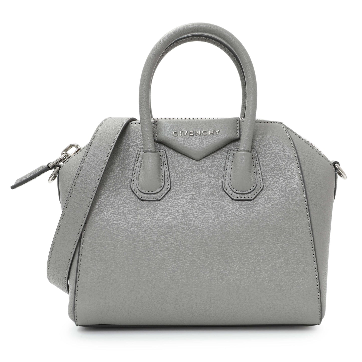 Exclusive Givenchy Grey Sugar Goatskin Mini Antigona — Front View