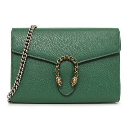 Exclusive Gucci Emerald Calfskin Mini Dionysus Chain Wallet — Front View