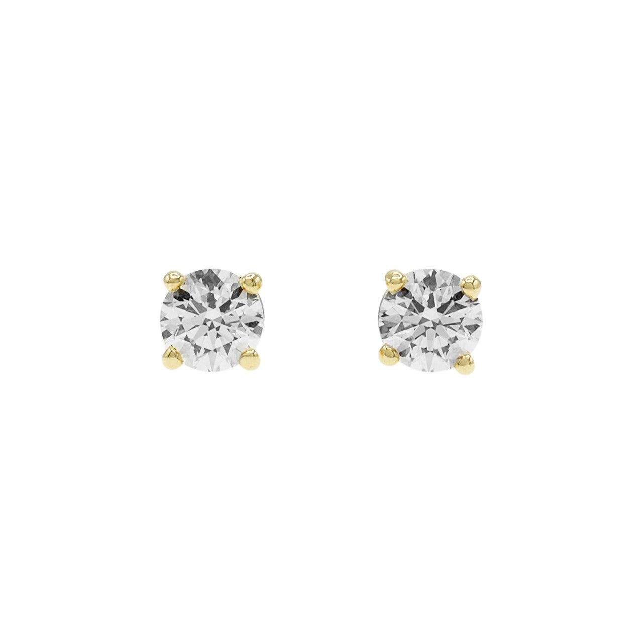 Exclusive 14K Yellow Gold 0.36 Carat Diamond Stud Earrings — Front View