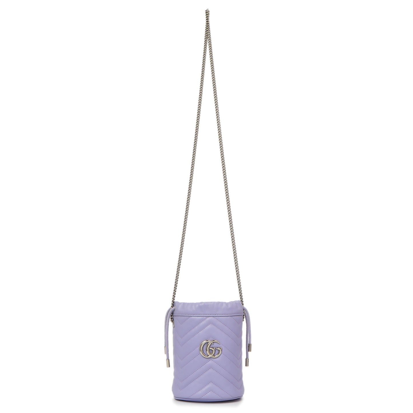 Exclusive Gucci Lapis Calfskin Matelasse Mini GG Marmont Bucket — Front View