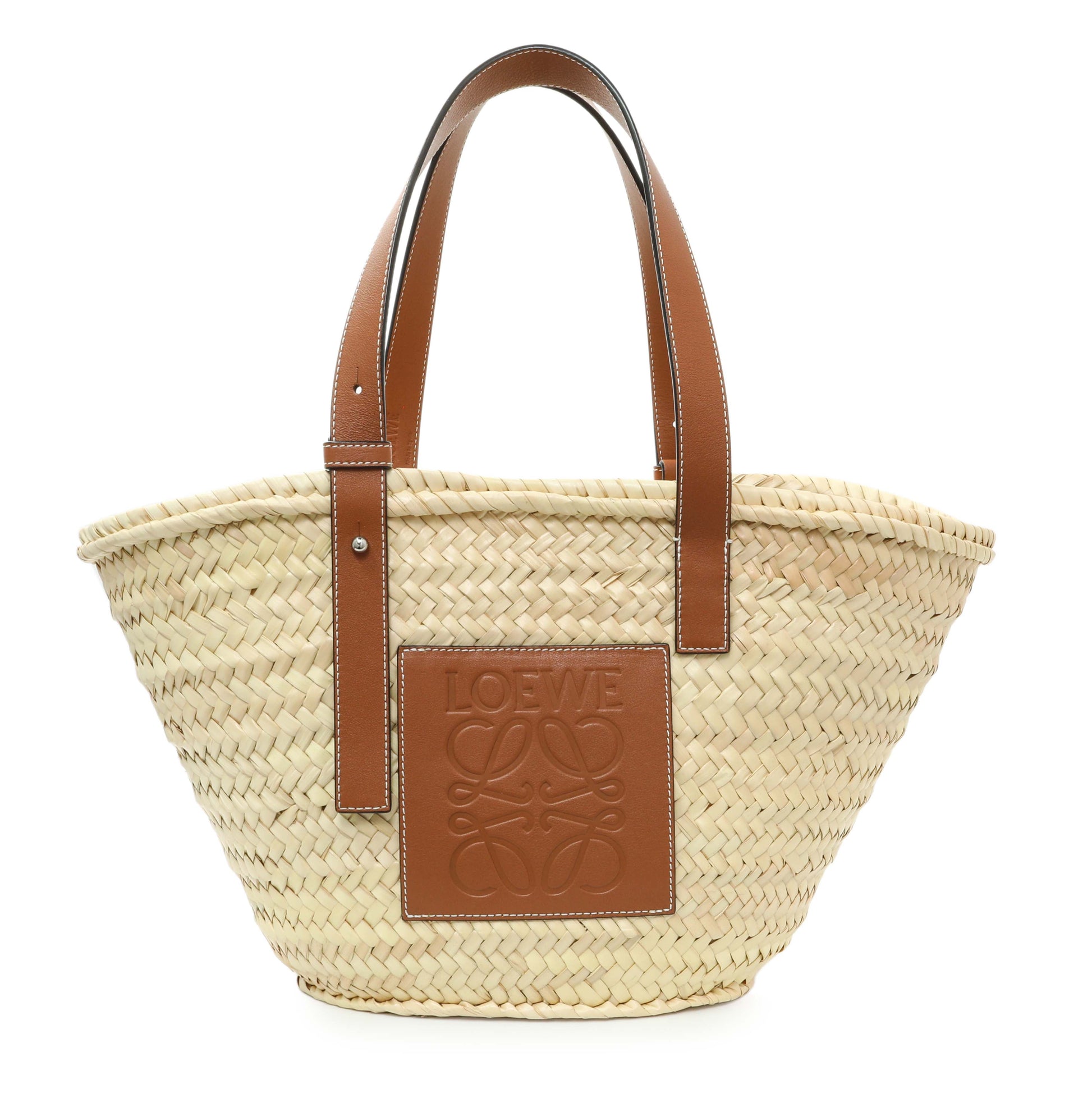 Exclusive Loewe Raffia Medium Basket Tote — Front View