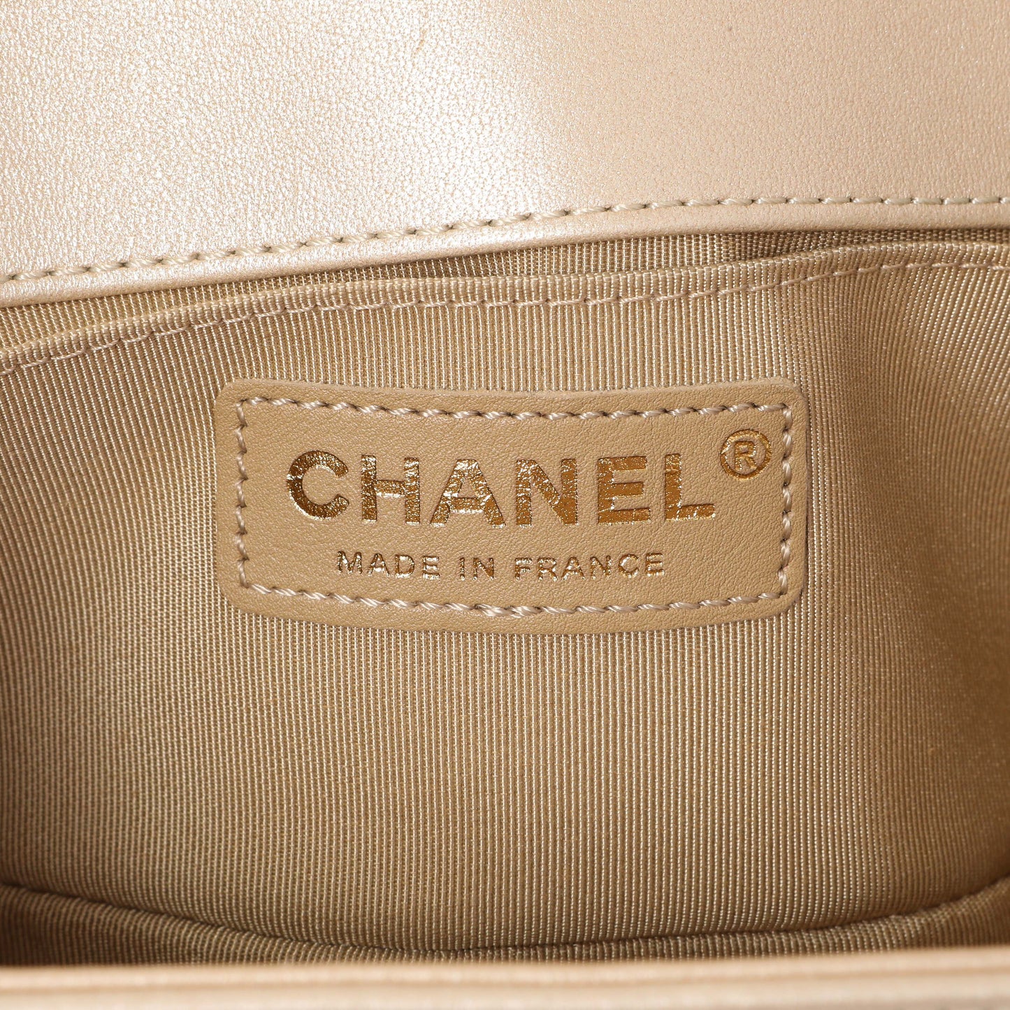Exclusive Chanel Champagne Braided Lambskin & Patent Small Boy Bag — Alternate View 9