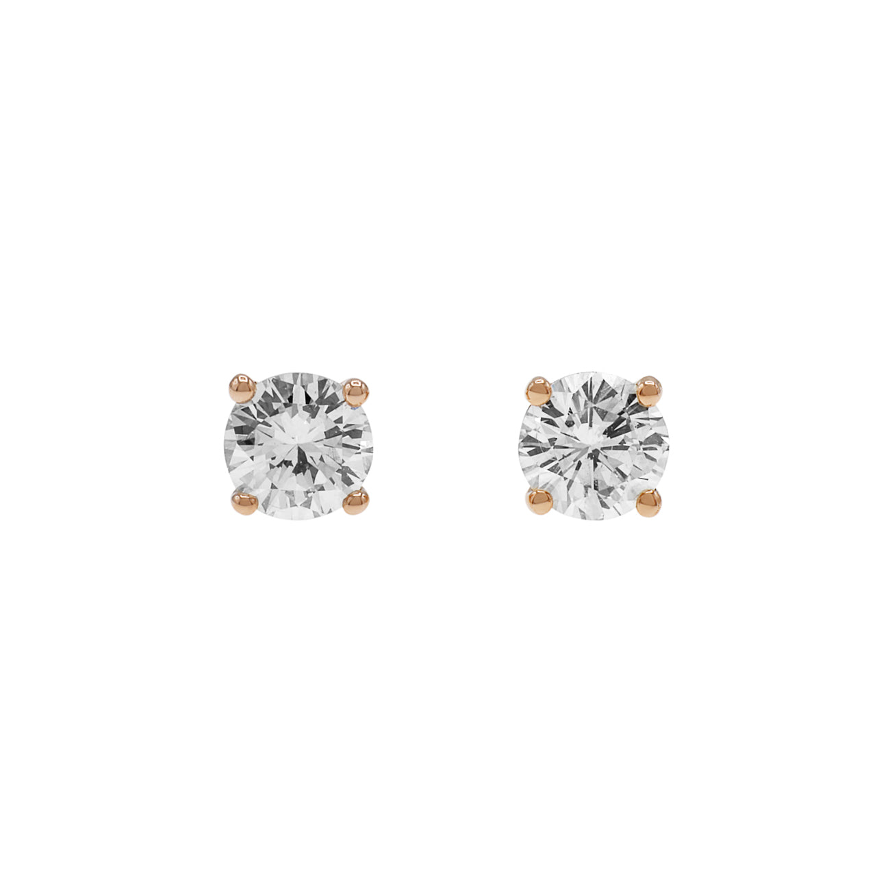 Exclusive 14K Rose Gold 0.48 Carat Diamond Stud Earrings — Front View