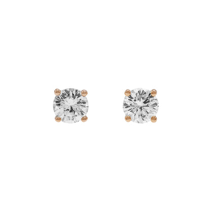 Exclusive 14K Rose Gold 0.48 Carat Diamond Stud Earrings — Front View