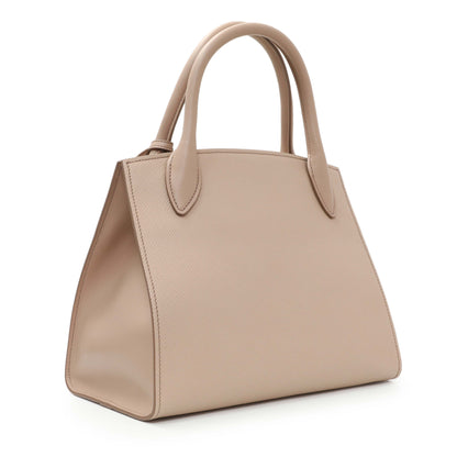 Exclusive Prada Saffiano Cipria Cuir Calfskin Small Monochrome Top Handle Tote — Side View
