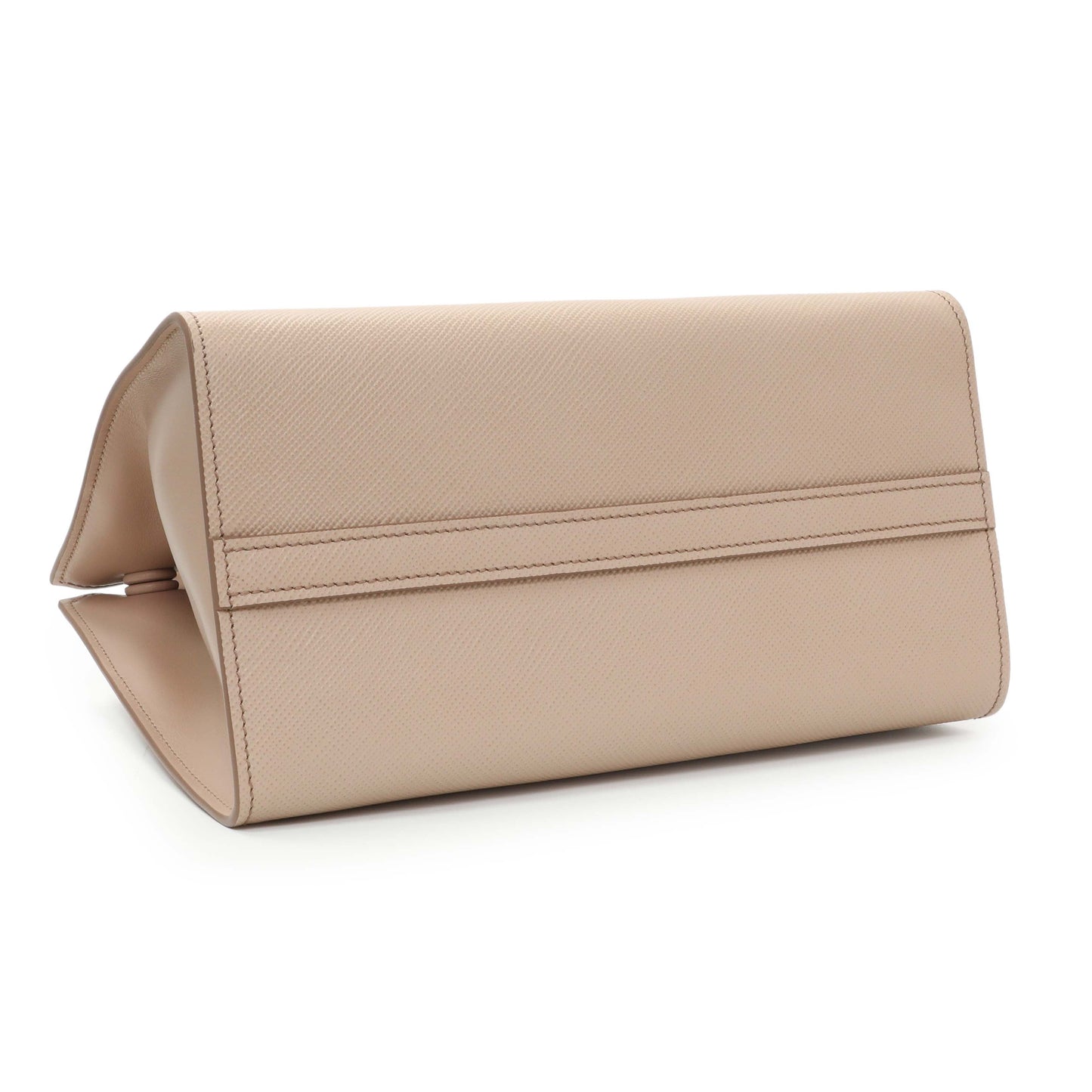 Exclusive Prada Saffiano Cipria Cuir Calfskin Small Monochrome Top Handle Tote — Back View