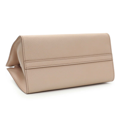 Exclusive Prada Saffiano Cipria Cuir Calfskin Small Monochrome Top Handle Tote — Back View