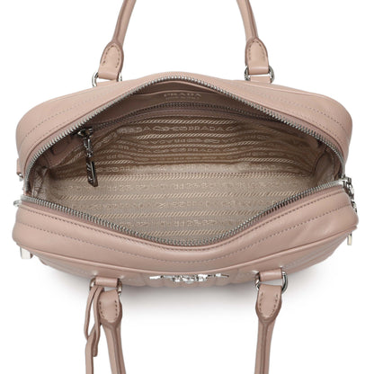 Exclusive Prada Cipria Soft Calfskin Impunture Diagramme Top Handle Crossbody Bag — Top View