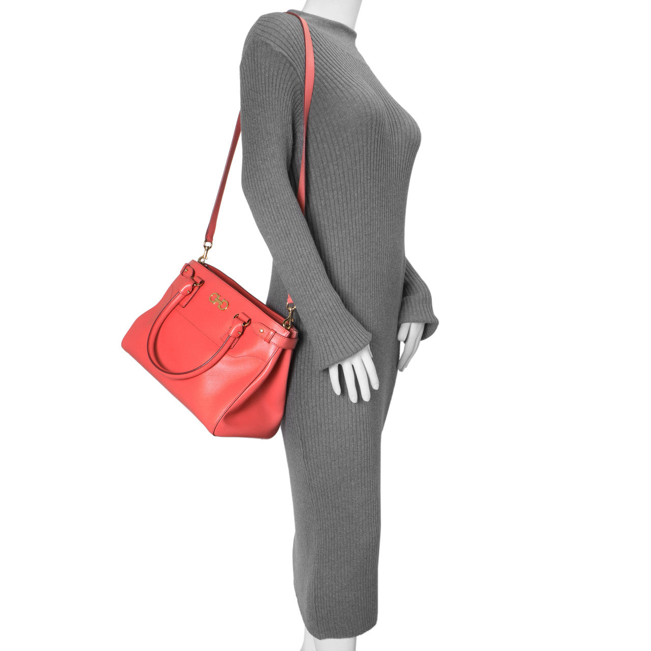 Exclusive Salvatore Ferragamo Coral Saffiano Beky Tote — Alternate View 7