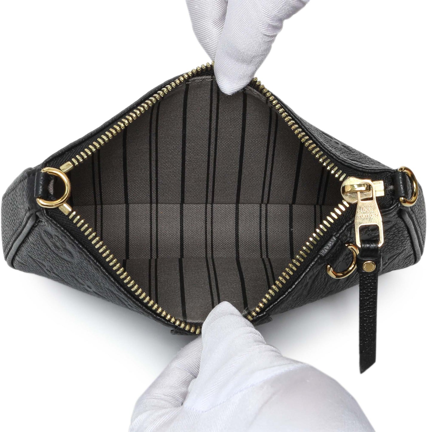 Exclusive Louis Vuitton Black Empreinte Easy Pouch On Strap — Top View